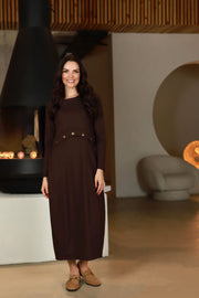 Lega ilga suknelė "Nora Chocolate"