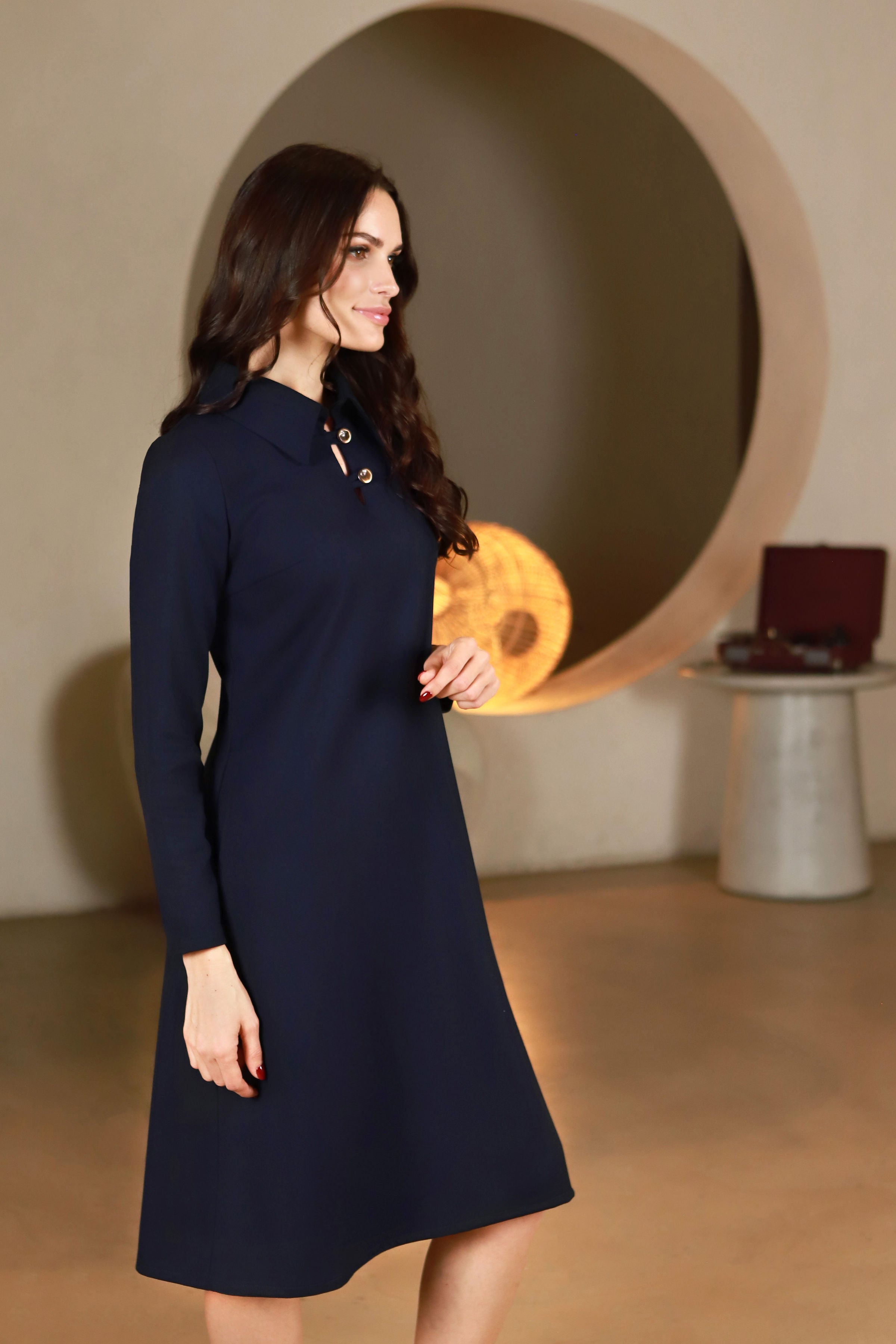 Lega platėjanti suknelė "Jacqueline Navy"