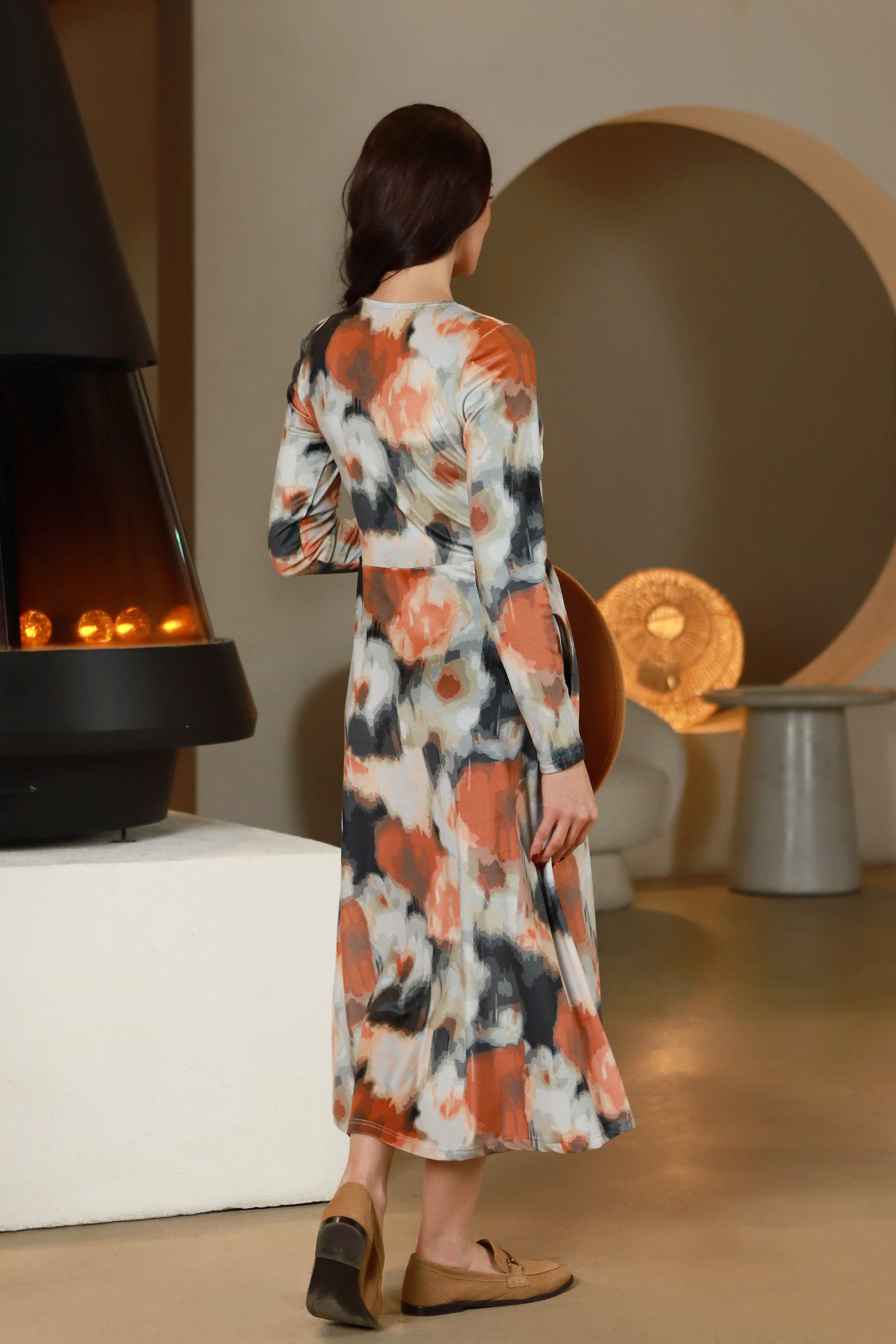 Lega veliūrinė midi suknelė "Rona Multicolor Velour"