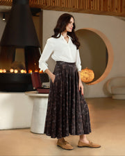 Lega ilgas veliūrinis sijonas "Milita Brown - Peach Velour"