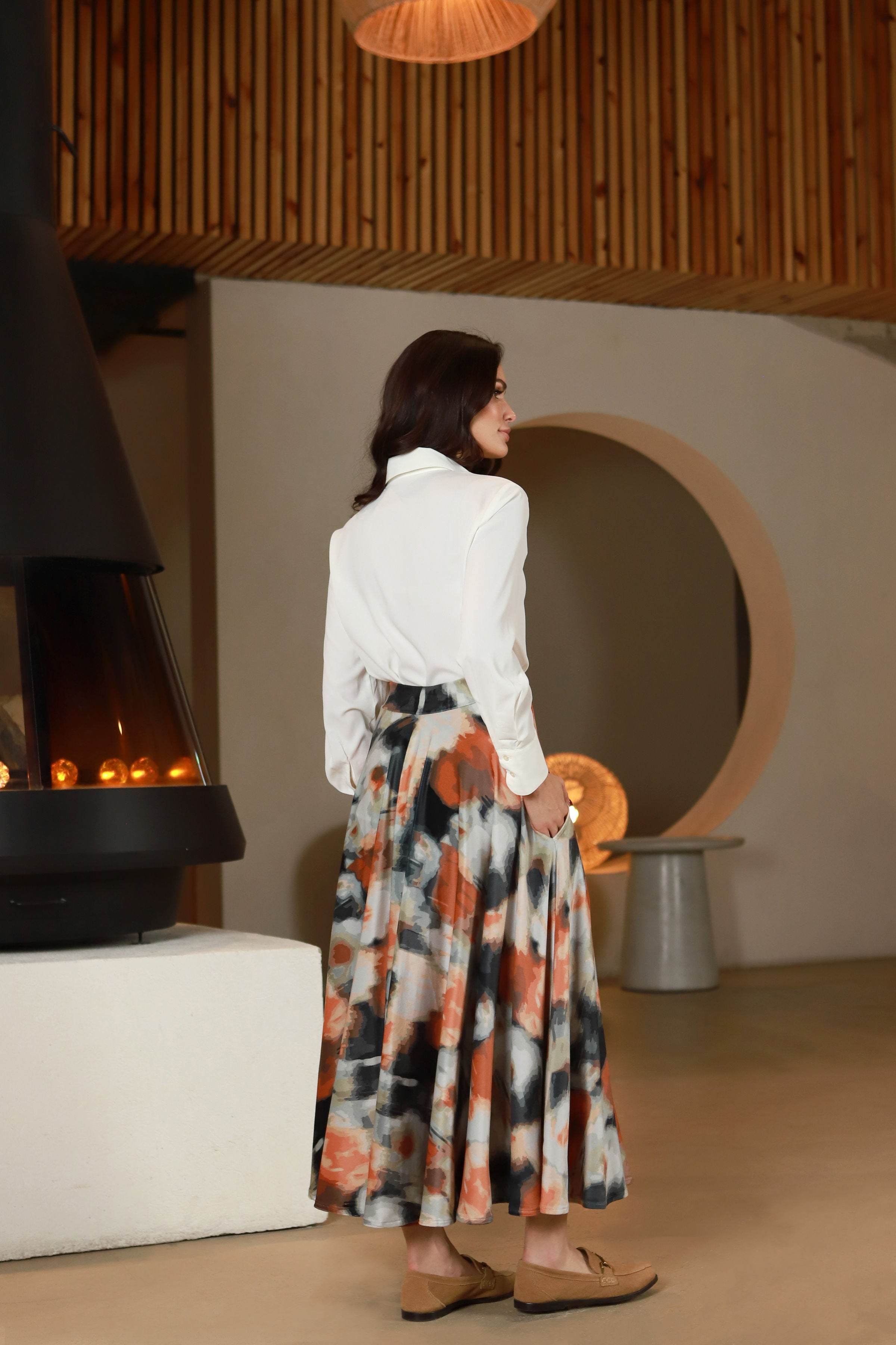 Lega ilgas veliūrinis sijonas "Milita Multicolor Velour"