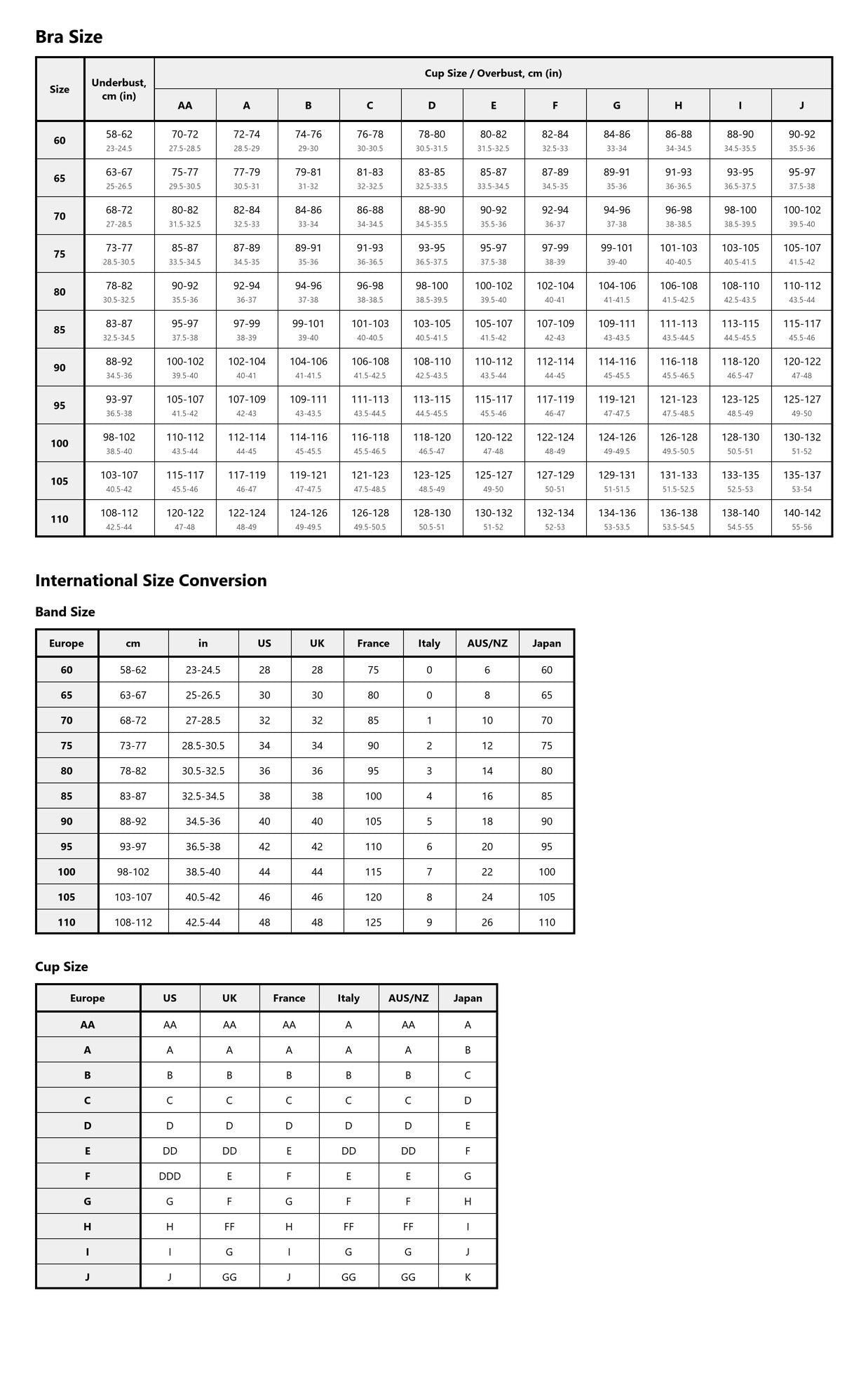 Size chart