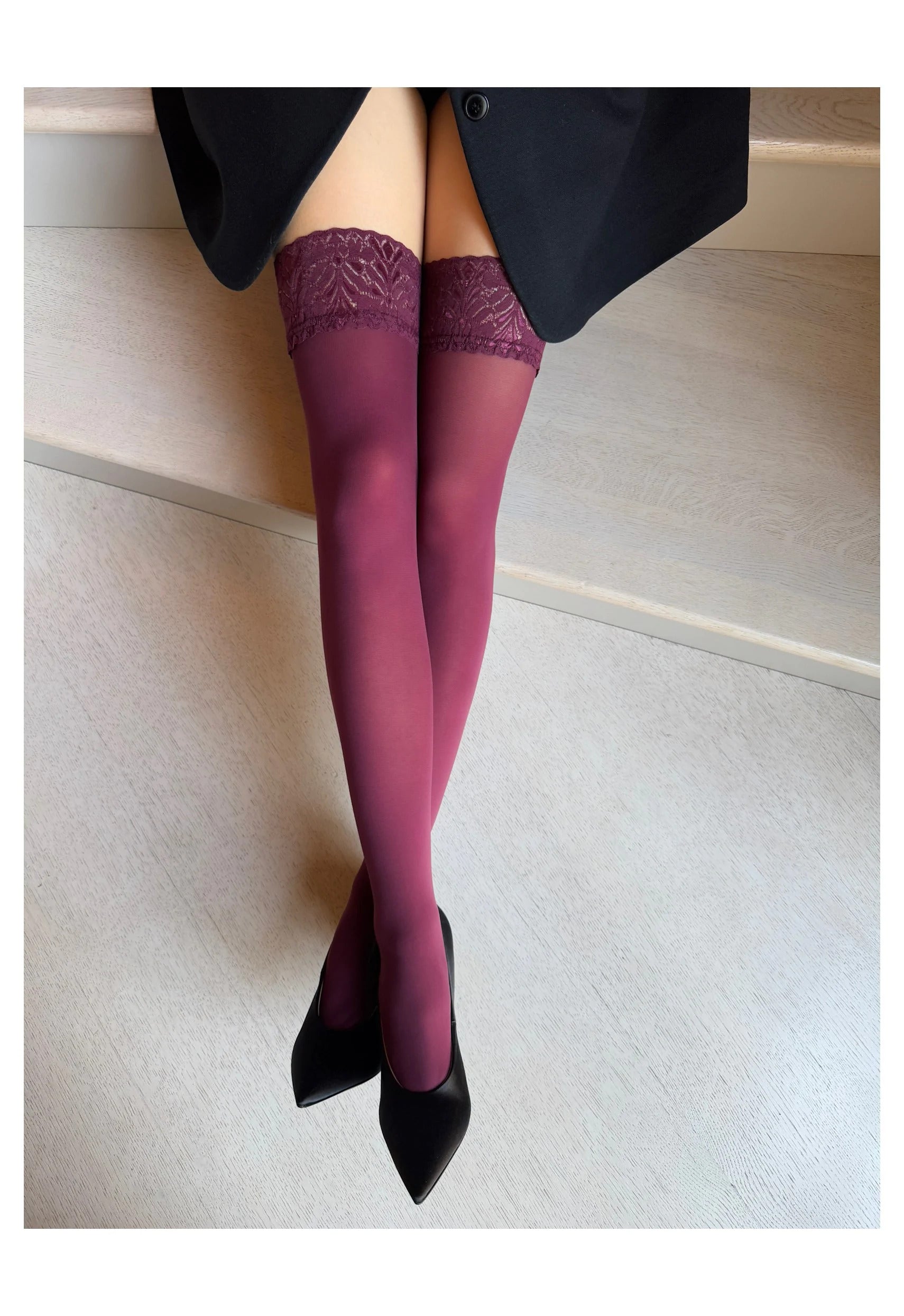 bordinės moteriškos ilgos kojinės