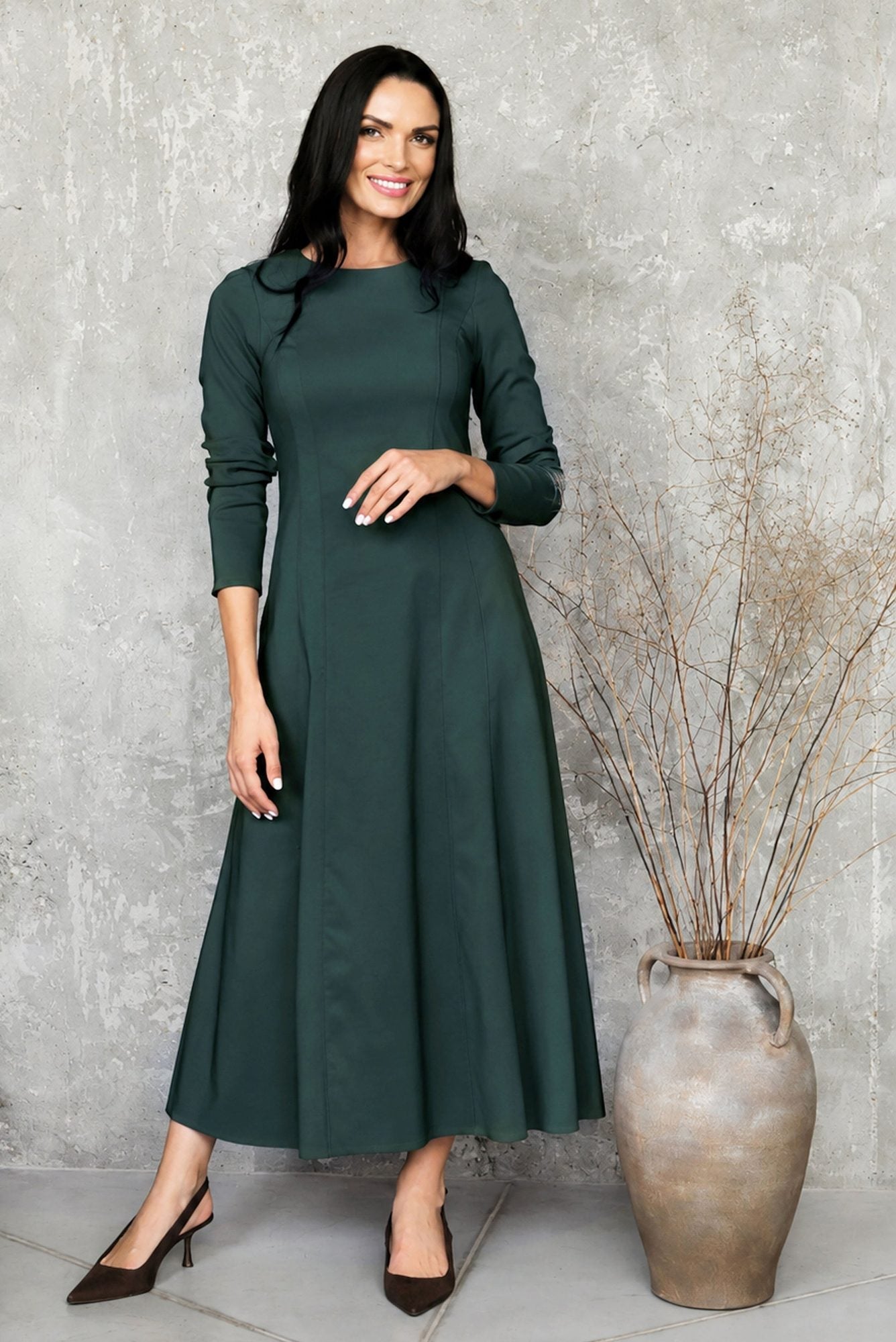 Lega Long A-Line Dress Opera Deep Green