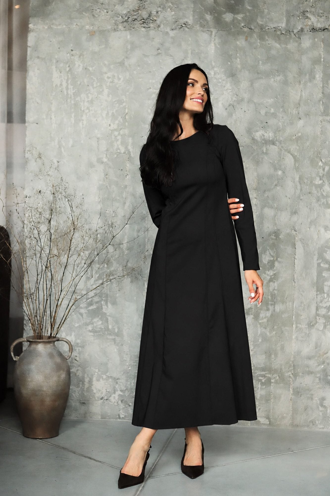 Lega Long A-Line Dress Opera Black
