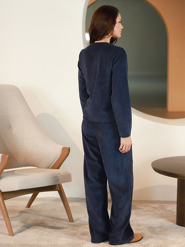 Lega velvetinės kelnės "Valery Navy Velvet"