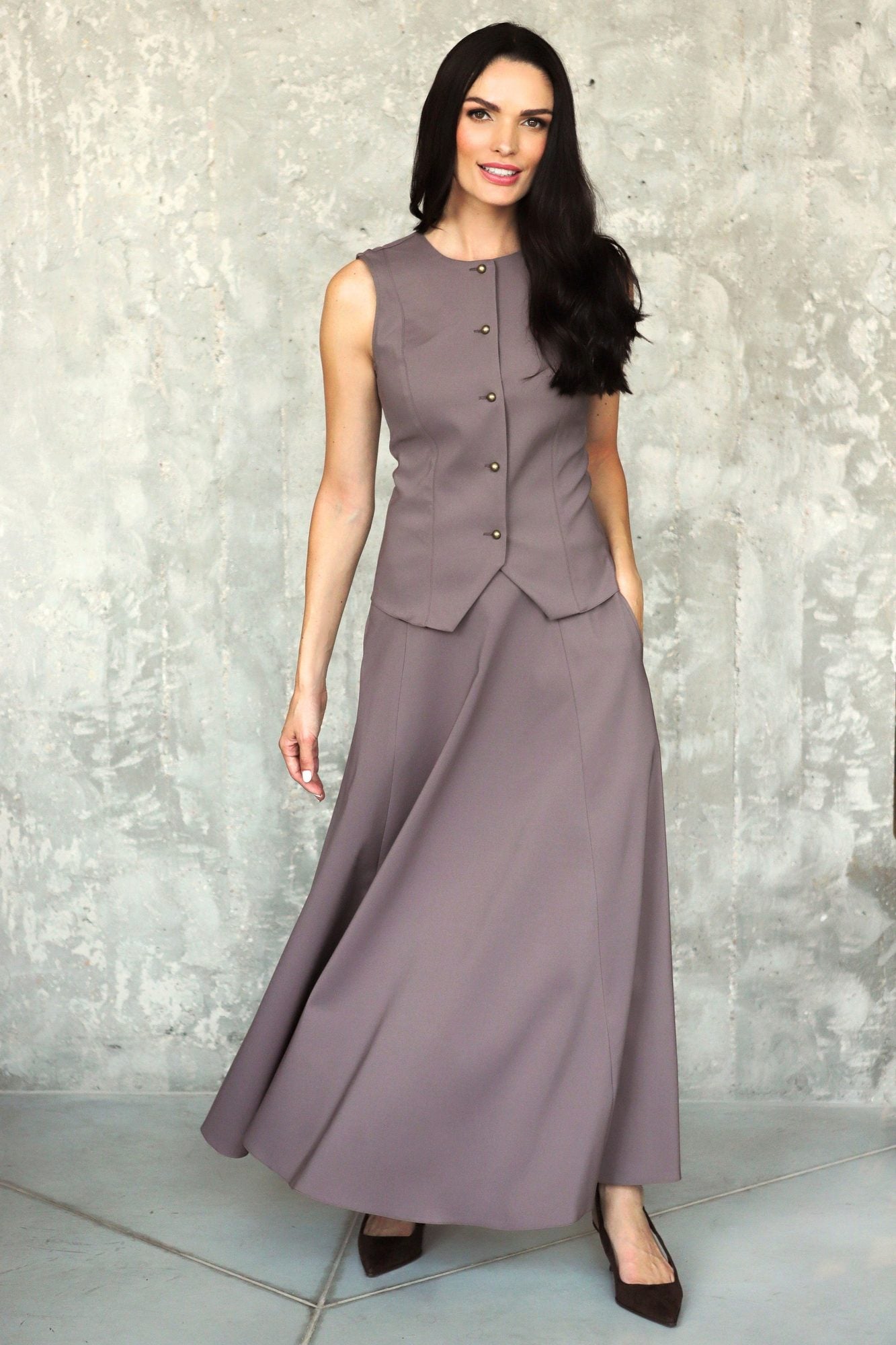 Lega Buttoned Waistcoat Nata Cocoa