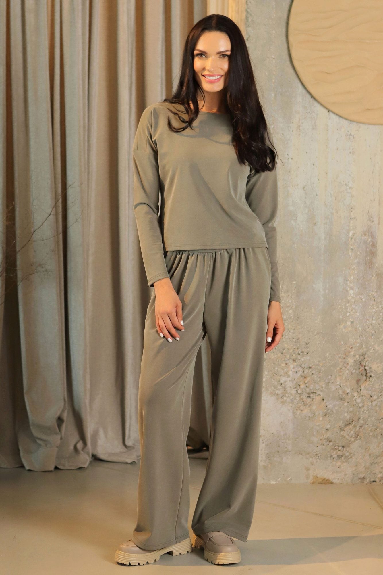 Lega Relaxed Lyocell Top Ambra Olive Khaki