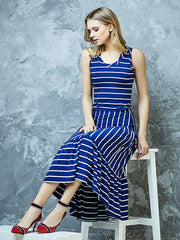 Lega viskozinis sijonas "Silja Blue - White Stripes"