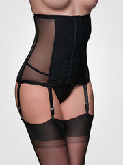 Nylon Dreams 6 diželių perregimas korsetas su nėriniais "Waist Cincher Power Mesh Black"