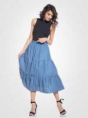 Tessita medvilninis ilgas sijonas "Odeta Jeans Blue"