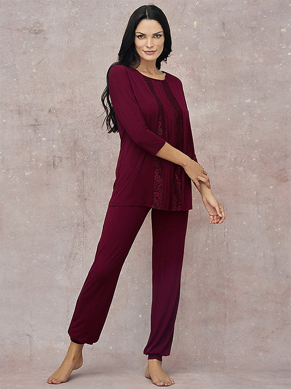 Lega Viscose Pajamas Amina Bordeaux