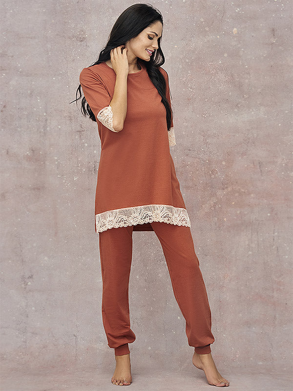 Lega Cotton Pajamas Scarlet Cinnamon - Light Brown