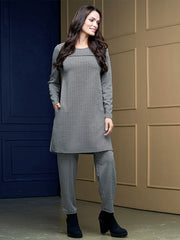Lega siaurėjančios kelnės "Nora Black - White Chevron Tweed"