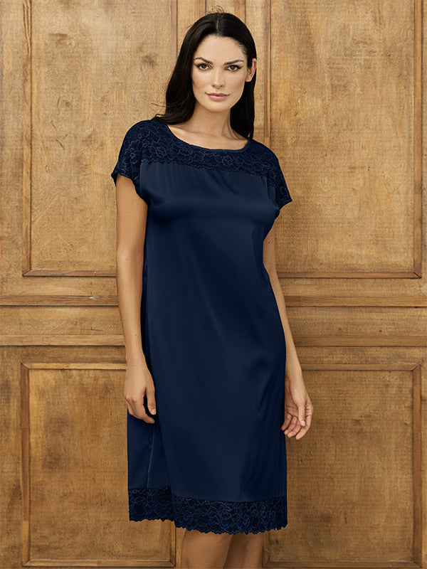 Lega атласная ночная сорочка "Carole Dark Blue"