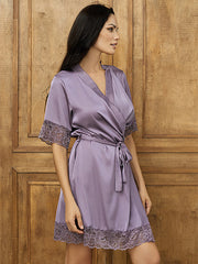 Lega Satin Dressing Gown Gaia Lavender