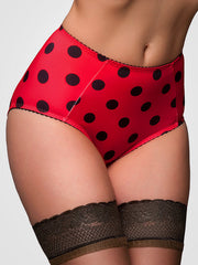 Nylon Dreams High Waist Retro Panties Dotty Betty Red - Black Dots