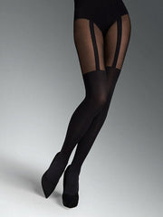 Marilyn Mock Stockings Tights Zazu Line 60 Den Black