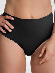 Spanx koreguojančios paaukštinto juosmens stringai iš perdirbto nailono "Ecocare Black"