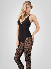 Fiore Patterned Tights Punk Star 30 Den Black