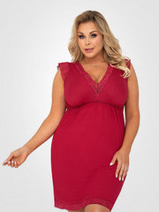 Donna viskoziniai naktiniai su nėriniais "Vera Plus Burgundy"