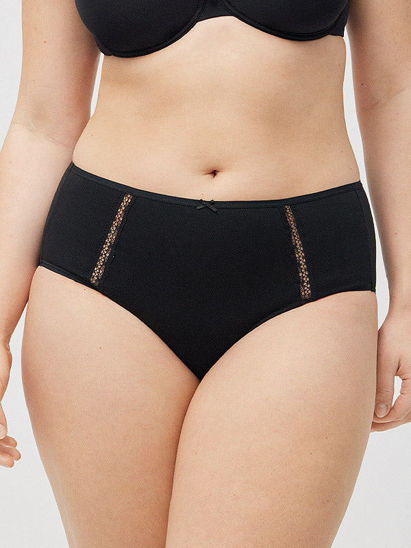 Ysabel Mora High-waisted Cotton Briefs Regina Black