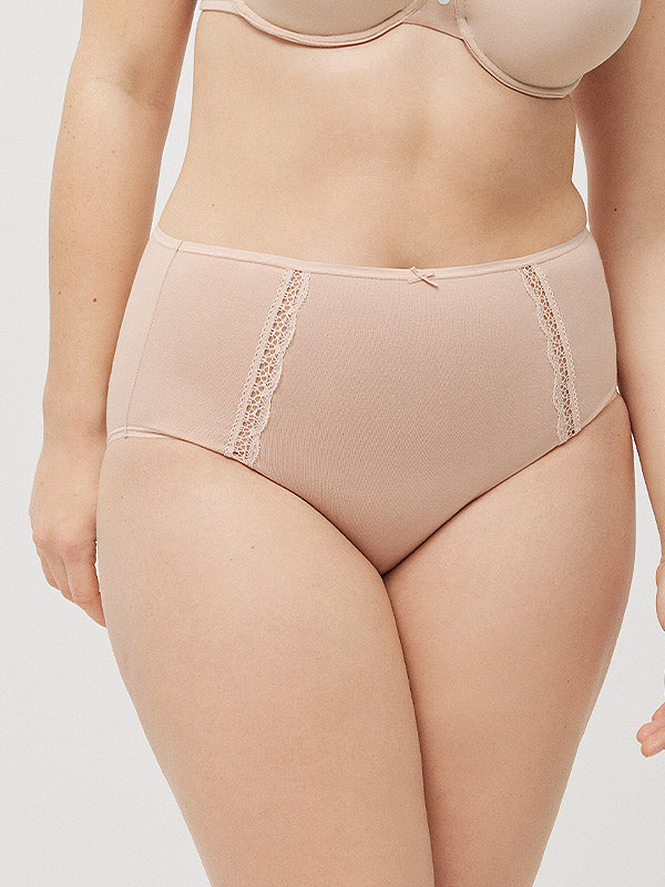 Ysabel Mora High-waisted Cotton Briefs Regina Nude