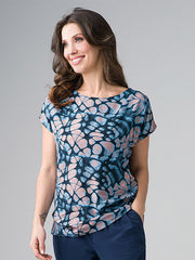 Lega Viscose Blouse Belinda Turquoise Floral Print