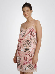 Esotiq atlasiniai naktiniai su nėriniais "Midnight Dusty Rose - Multicolor Flower Print"