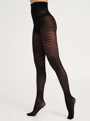 Giulia Patterned Tights Lacery N.3 60 Den Nero