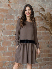 Lega Dress With Faux Fur Jamila Brown - Black