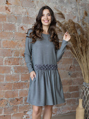 Lega Dress With Faux Fur Jamila Grey