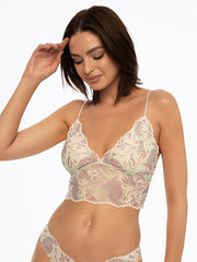 Esotiq nėriniuota braletė "Ninette Nude - Grey - Mint"