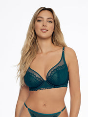 Esotiq Sheer Lace Underwired Bra Nugat Teal