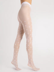 Fiore Patterned Tights Spring 20 Den White