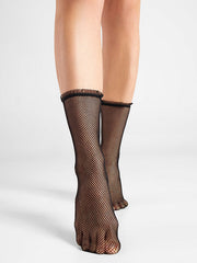 Fiore Fishnet Knee High Socks Bea Black