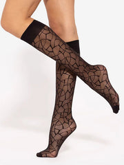 Gatta Patterned Knee-High Socks Trendy 09 20 Den Black