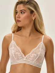 Esotiq nėriniuota braletė "Outline White - Nude"