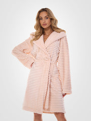 L&L raštuotas chalatas su gobtuvu "Robin Pink"