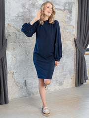 Lega Fancy Dress with Wide Sleeves Silvana Navy