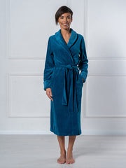 Belmanetti длинный хлопковый халат "Nicky Turquoise Velour"