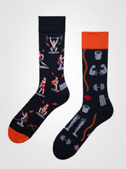 Spalvotos Kojines unisex medvilninės kojinės "Six Pack Black - Orange"