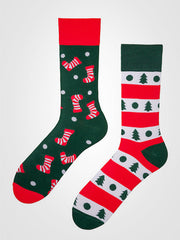 Spalvotos Kojines unisex medvilninės kojinės "Cristmas Green - Red"