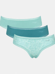 Sloggi 3 medvilninių hipster kelnaičių komplektas "Go Crush Mint - Turquoise - White"