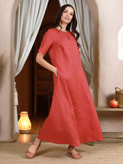 Lega Linen Maxi Dress Merita Raspberry