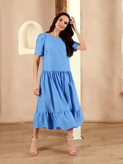 Lega Viscose Midi Dress Trudy Light Blue
