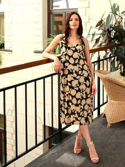 Lega viskozinė midi suknelė "Ismay Black - Beige"