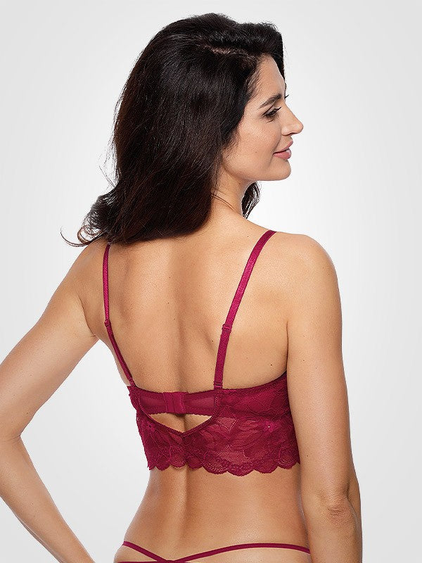Gorteks push up nėriniuota liemenėlė su lankeliais "Charlize Bordeaux"