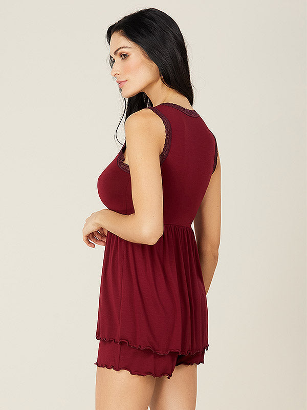 Lega Viscose Pyjama Set Neli Bordeaux