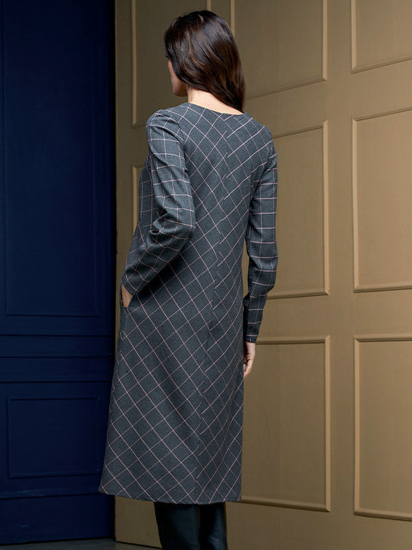 Lega Midi Dress Rosita Grey - Pink Tweed
